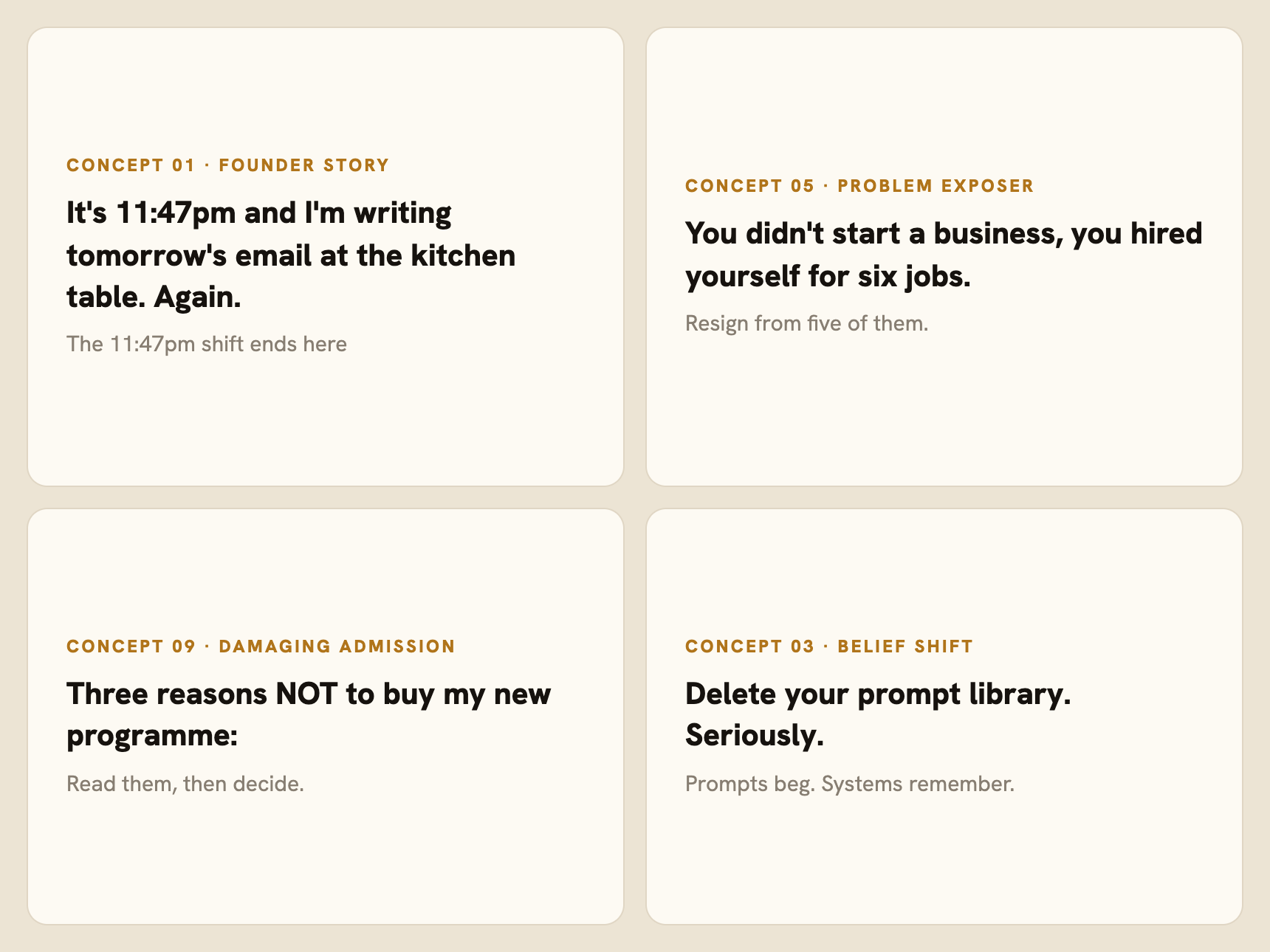 Real ad concepts written by the OS